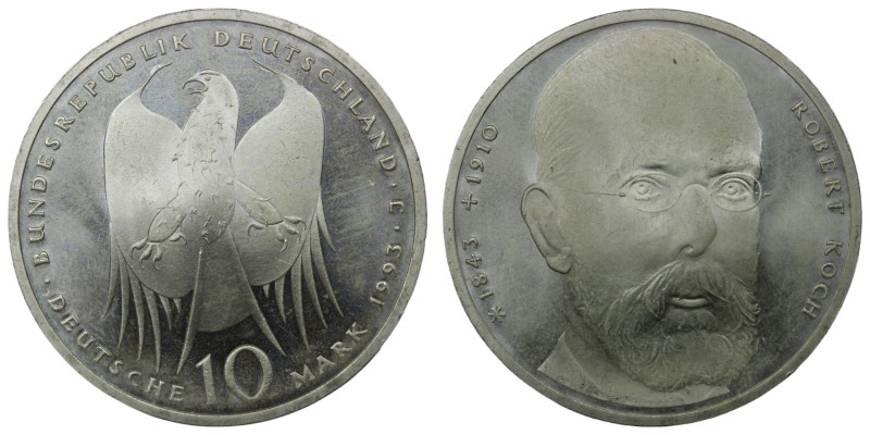 Bundesrepublik Deutschland. (1993) 10 Mark. 625/1000 Silber. Robert Koch. 15,50g