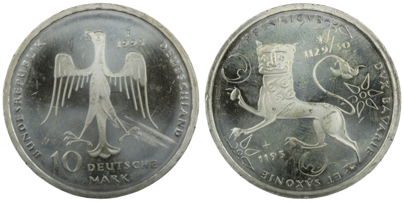 Bundesrepublik Deutschland. (1995) 10 Mark. 625/1000 Silber. Heinrich der Löwe. ...