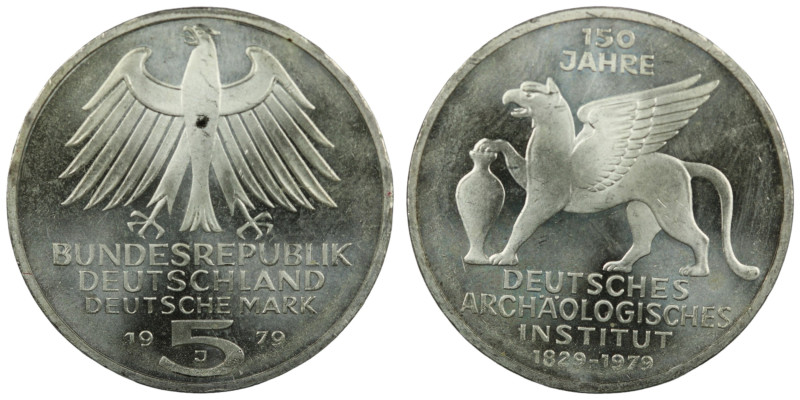 Bundesrepublik Deutschland. (1979) 5 Mark. 625/1000 Silber. 150 Jahre Deutsches ...