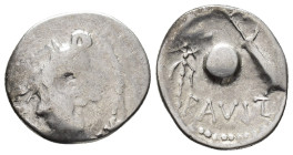 DANUBE REGION.
Eravisci. Imitating a denarius of Cn. Cornelius Lentulus, 76-75 BC.
Denarius
(AR, 20mm, 3.26 g)
1st century BC.

Stylised head of...
