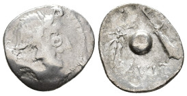 DANUBE REGION.
Eravisci. Imitating a denarius of Cn. Cornelius Lentulus, 76-75 BC.
Denarius
(AR, 20mm, 3.20 g)
1st century BC.

Stylised head of...