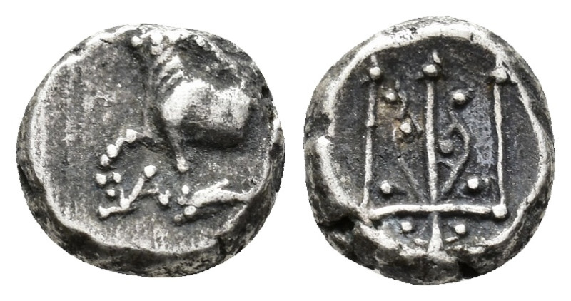 THRACE,
Byzantion.
Hemidrachm
(AR, 11 mm, 1.87 g)
c. 387/6-340 BC.

ΠΥ For...