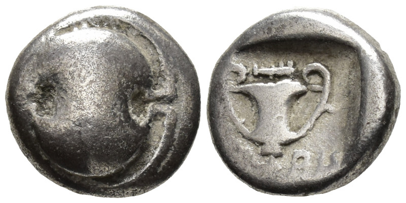 BOEOTIA,
Thebes.
Hemidrachm
(AR, 12 mm, 2.46 g)
c. 425-375 BC.

Boeotian s...