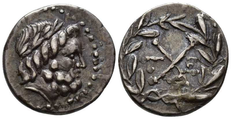 ACHAIA,
Achaian League. Tegea.
Hemidrachm
(AR, 16 mm, 2.31 g)
Early 1st cent...