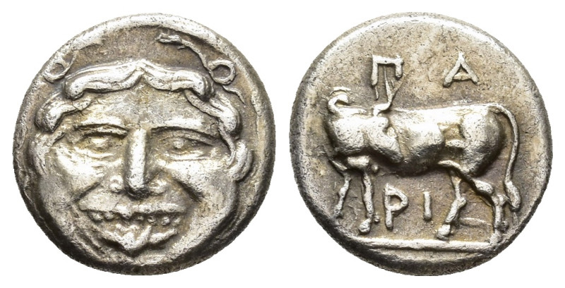 MYSIA,
Parion.
Hemidrachm
(AR, 14 mm, 1.93 g)
4th century BC.

ΠΑ/ΡΙ Bull ...