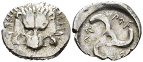 LYCIAN DYNASTS.
Perikles (c. 380-360 BC).
1/3 Stater
(AR, 17 mm, 2.79 g)
Uncertain mint.

Facing lion's scalp. / Lycian inscription ("Perikle"),...