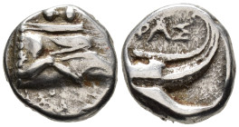 LYCIA,
Phaselis.
Tetrobol
(AR, 13 mm, 3.44 g)
c. 500-440 BC.

Prow of galley right, terminating in forepart of boar. / ΦΑΣ Stern of galley right...