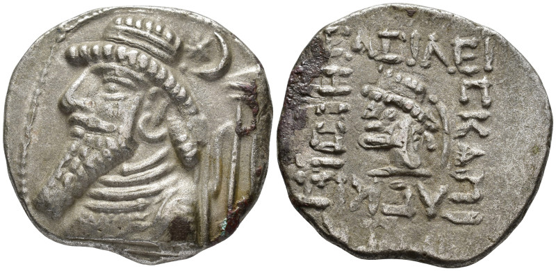 KINGS OF ELYMAIS
Uncertain Early Arsacid King.
Tetradrachm
(AR, 31 mm, 15.67 ...