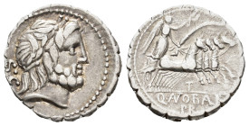 Q. Antonius Balbus, (83/82 BC).
Denarius (Serratus)
(AR, 19 mm, 3.82 g)
Rome.

Laureate head of Jupiter right; behind S C. / Q ANTO BALB / PR Vic...