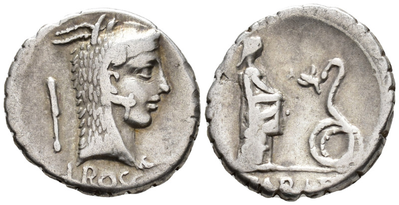 L. Roscius Fabatus (59 BC).
Denarius (Serratus)
(AR, 18 mm, 3.81 g)
Rome.

...