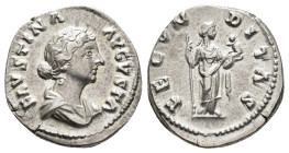 Faustina Junior, Augusta (AD 147-175). 
Denarius
(AR, 19 mm, 3.40 g)
AD 161-176, Rome.

FAVSTINA AVGVSTA Bust of Faustina II right, draped, hair ...