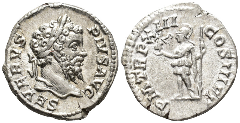 Septimius Severus (AD 193-211).
Denarius
(AR, 19 mm, 3.10 g)
AD 205, Rome.
...