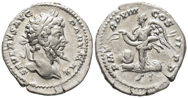Septimius Severus (AD 193-211).
Denarius
(AR, 19 mm, 3.21 g)
AD 200, Rome.
...