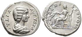 Julia Domna, Augusta (AD 193-217). 
Denarius
(AR, 20 mm, 3.26 g)
AD 196-211, Rome.

IVLIA AVGVSTA Bust of Julia Domna right, draped, hair waved a...