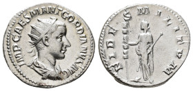 Gordian III (AD 238-244).
Antoninianus
(AR, 22 mm, 4.66 g)
AD 238-239, Rome.

IMP CAES M ANT GORDIANVS AVG Bust of Gordian III right, radiate, dr...