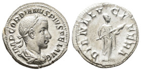 Gordian III (AD 238-244).
Denarius
(AR, 20 mm, 2.48 g)
AD 241, Rome.

IMP GORDIANVS PIVS FEL AVG Bust of Gordian III right, laureate, draped and ...