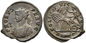 Probus (AD 276-282).
Antoninianus
(AE, 21 mm, 3.45 g)
AD 276-282, Rome.

PROBVS P F AVG Bust of Probus left, radiate, wearing imperial mantle and...