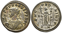 Probus (AD 276-282).
Antoninianus
(AE, 23 mm, 4.35 g)
AD 276-282, Ticinum.

IMP C PROBVS P F AVG Bust of Probus left, radiate, wearing imperial m...