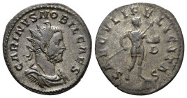 Carinus, Caesar (AD 282-283).
Antoninianus
(AE, 23 mm, 3.94 g)
AD 282-283, Lugdunum.

CARINVS NOBIL CAES Bust of Carinus right, radiate, draped a...