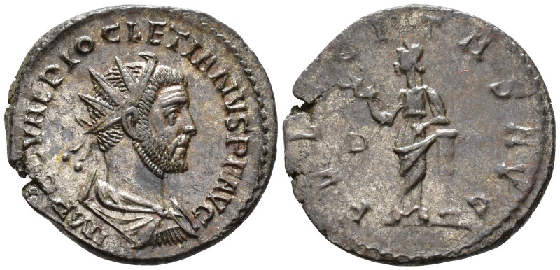 Diocletian (AD 284-305).
Antoninianus
(AE, 21 mm, 3.82 g)
AD 285, Lugdunum.
...