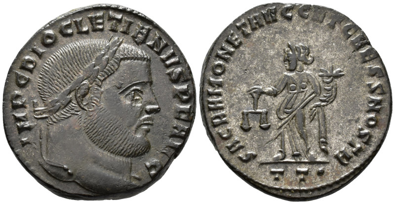 Diocletian (AD 284-305).
Follis
(AE, 26 mm, 8.20 g)
AD 300-303, Ticinum.

I...