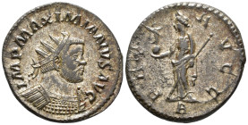 Maximianus, first reign (AD 286-305).
Antoninianus
(AE, 23 mm, 4.62 g)
AD 290-294, Lugdunum.

IMP MAXIMIANVS AVG Bust of Maximianus right, radiat...