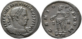 Maximianus, second reign (AD 307-308).
Follis
(AE, 26 mm, 6.54 g)
AD 307-308, Treveri.

IMP C VAL MAXIMIANVS P F AVG Bust of Maximianus right, la...