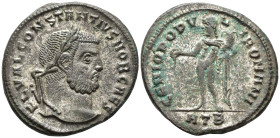 Constantius I, Caesar (AD 293-305).
Follis
(AE, 27 mm, 9.61 g)
AD 296-297, Heraclea.

FL VAL CONSTANTIVS NOB CAES Head of Constantius I right, la...