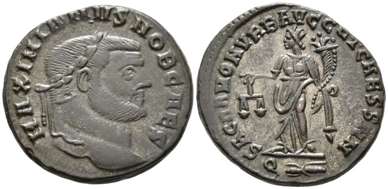 Galerius, Caesar (AD 293-305).
Follis
(AE, 27 mm, 10.08 g)
AD 300-301, Rome....