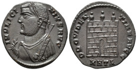 Licinius I (AD 308-324).
Follis
(AE, 19 mm, 2.42 g)
AD 317, Heraclea.

IMP LICINIVS AVG Bust of Licinius I left, laureate, wearing imperial mantl...