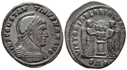 Constantine I (AD 307/310-337).
Follis
(AE, 19 mm, 2.80 g)
AD 319, Arelate.

IMP CONSTANTINVS MAX AVG Bust of Constantine I right, helmeted and c...
