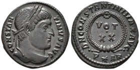 Constantine I (AD 307/310-337).
Follis
(AE, 19 mm, 3.05 g)
AD 322-323, Arelate.

CONSTANTINVS AVG Head of Constantine I right, laureate. / D N CO...