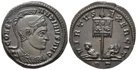 Constantine I (AD 307/310-337).
Follis
(AE, 19 mm, 3.55 g)
AD 319-320, Ticinum.

CONSTANTINVS AVG Bust of Constantine I right, helmeted and cuira...