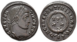 Constantine I (AD 307/310-337).
Follis
(AE, 19 mm, 2.82 g)
AD 322-325, Ticinum.

CONSTANTINVS AVG Head of Constantine I right, laureate. / D N CO...