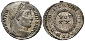 Constantine I (AD 307/310-337).
Follis
(AE, 19 mm, 2.78 g)
AD 321, Aquileia.

CONSTANTINVS AVG Head of Constantine I right, laureate. / D N CONST...
