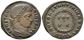 Constantine I (AD 307/310-337).
Follis
(AE, 19 mm, 2.77 g)
AD 320-321, Siscia.

CONSTANTINVS AVG Head of Constantine I right, laureate. / D N CON...