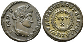 Crispus, Caesar (AD 316-326).
Follis
(AE, 19 mm, 2.85 g)
AD 321-324, Siscia.

IVL CRISPVS NOB C Head of Crispus right, laureate. / CAESARVM NOSTR...