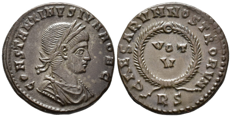 Constantine II, Caesar (AD 316-337).
Follis
(AE, 19 mm, 3.58 g)
AD 321, Rome....
