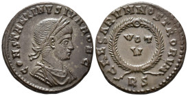 Constantine II, Caesar (AD 316-337).
Follis
(AE, 19 mm, 3.58 g)
AD 321, Rome.

CONSTANTINVS IVN NOB C Bust of Constantine II right, laureate, dra...