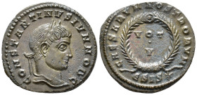 Constantine II, Caesar (AD 316-337).
Follis
(AE, 19 mm, 3.06 g)
AD 320-321, Siscia.

CONSTANTINVS IVN NOB C Head of Constantine II right, laureat...
