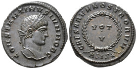 Constantine II, Caesar (AD 316-337).
Follis
(AE, 19 mm, 3.10 g)
AD 320-321, Siscia.

CONSTANTINVS IVN NOB C Head of Constantine II right, laureat...