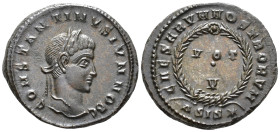 Constantine II, Caesar (AD 316-337).
Follis
(AE, 20 mm, 3.52 g)
AD 320-321, Siscia.

CONSTANTINVS IVN NOB C Head of Constantine II right, laureat...