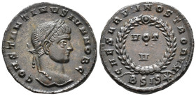 Constantine II, Caesar (AD 316-337).
Follis
(AE, 18 mm, 3.06 g)
AD 320-321, Siscia.

CONSTANTINVS IVN NOB C Head of Constantine II right, laureat...