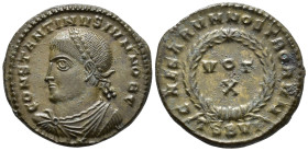Constantine II, Caesar (AD 316-337).
Follis
(AE, 19 mm, 3.34 g)
AD 324, Thessalonica.

CONSTANTINVS IVN NOB C Bust of Constantine II left, laurea...