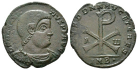 Magnentius (AD 350-353).
Double Maiorina
(AE, 27 mm, 6.88 g)
AD 350-353, Ambianum.

D N MAGNENTIVS P F AVG Bust of Magnentius right, draped and c...