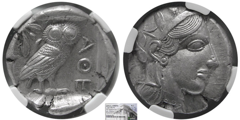 ATTICA, Athens. 440-404 BC. Silver Tetradrachm (17.09 gm; 22 mm). NGC-AU. Head o...