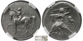 CALABRIA, Tarentum. Ca. 280-240 BC. AR Nomos. NGC-Ch VF.
