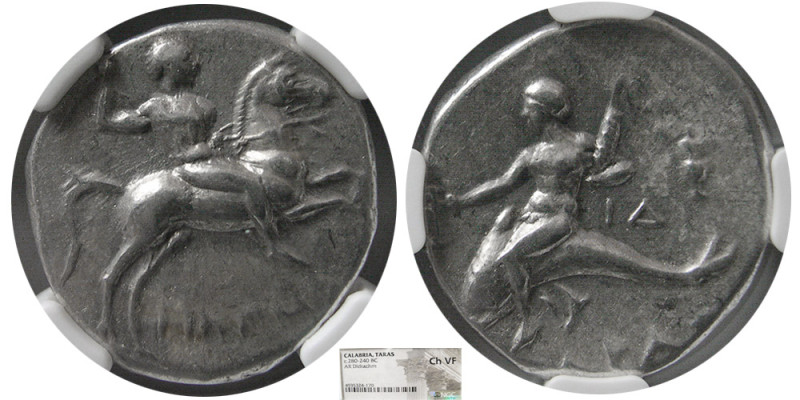 CALABRIA, Tarentum. Circa 280-240 BC. AR Nomos (didrachm). NGC-Choice VF. Warrio...
