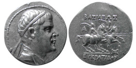KINGS of BAKTRIA. Eukratides I. ca. 171-145 BC. AR Drachm