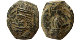 KINGS of PARTHIA, Vologases VI. (AD 208-228). Æ dichalkos. Seleukeia.